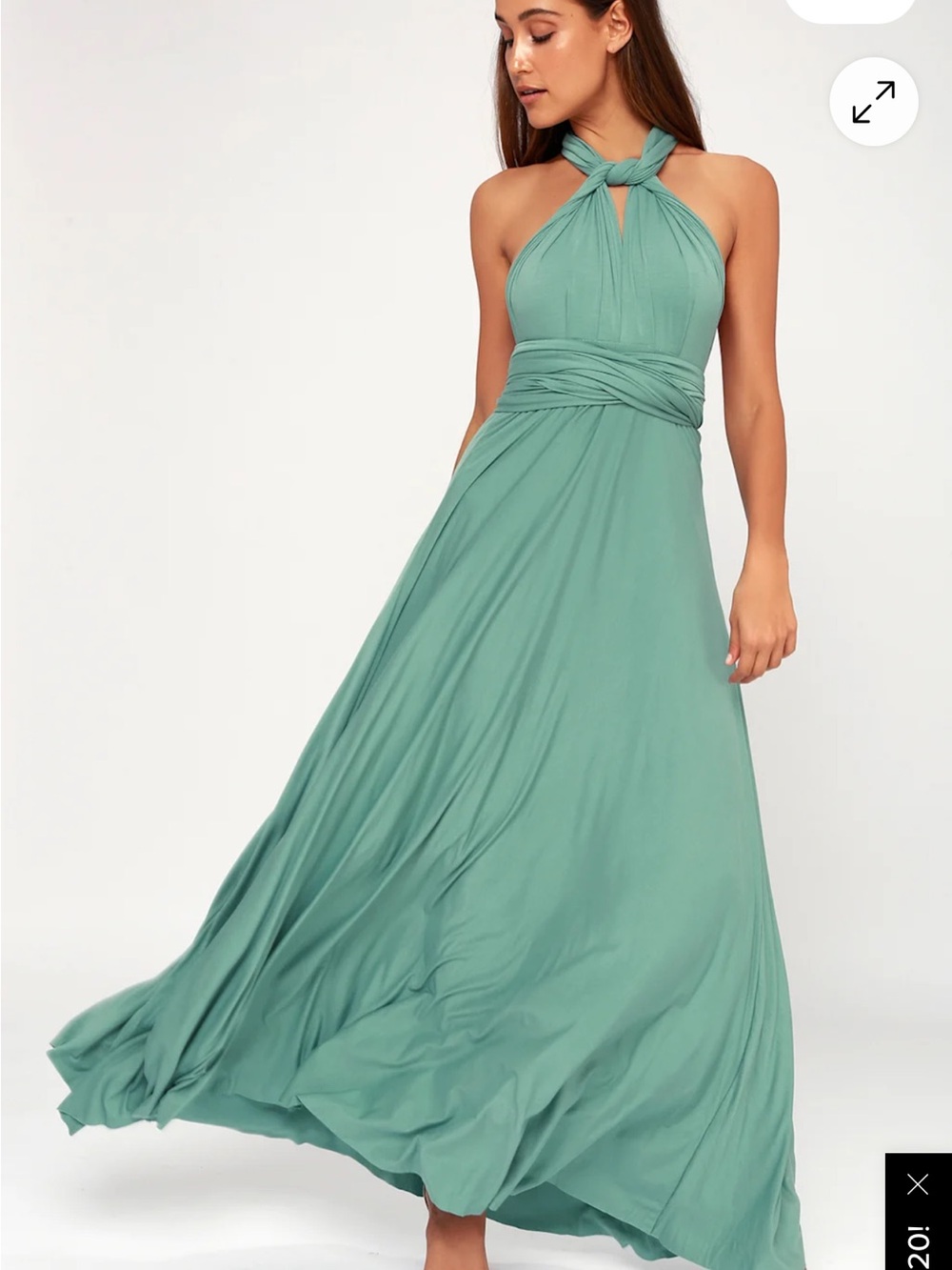 Knotted adjustable Halter Maxi Dress in Seafoam Green by Lulus